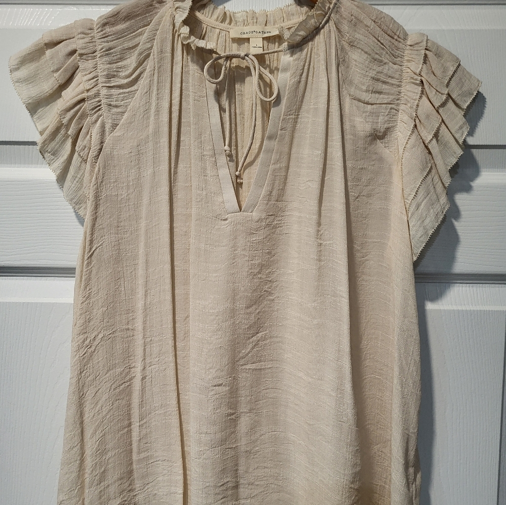 Grade And Gather Cream Blouse, New Without Tags